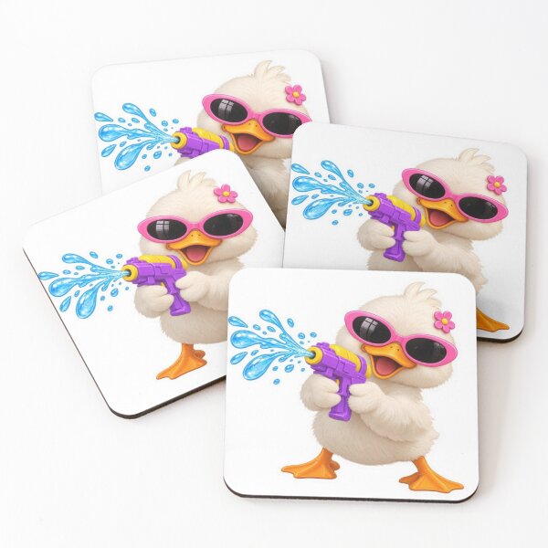 Item preview, Duck with Pink Sunglasses Shooting Water designed and sold by Snurly.