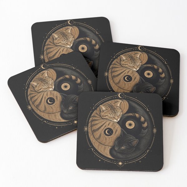 Item preview, Yin Yang Cats Celestial Moon Phase Illustration designed and sold by anapldv.
