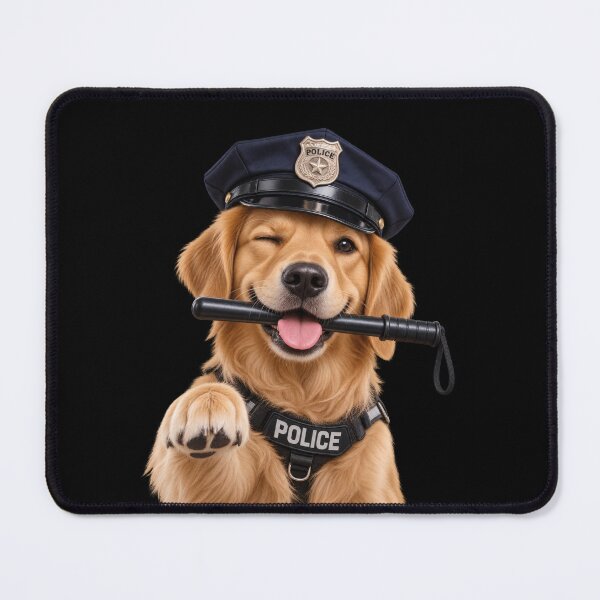 Item preview, Funny Winking Golden Retriever Police Dog With Baton - POLICE DOG designed and sold by Lozarux.