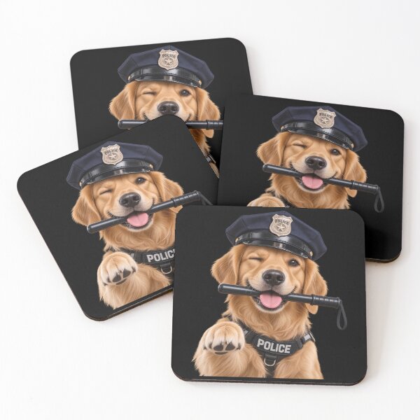 Item preview, Funny Winking Golden Retriever Police Dog With Baton - POLICE DOG designed and sold by Lozarux.