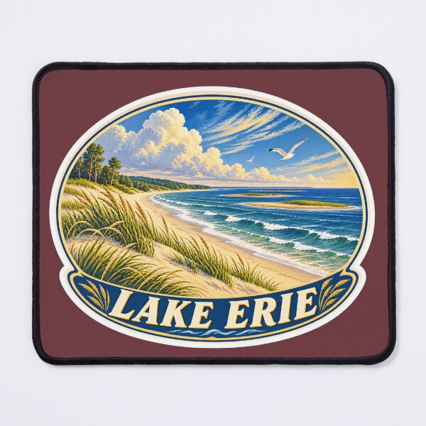 Item preview, Lake Erie Vintage Canadian Great Lakes Travel Print designed and sold by PinUpPizzazz.