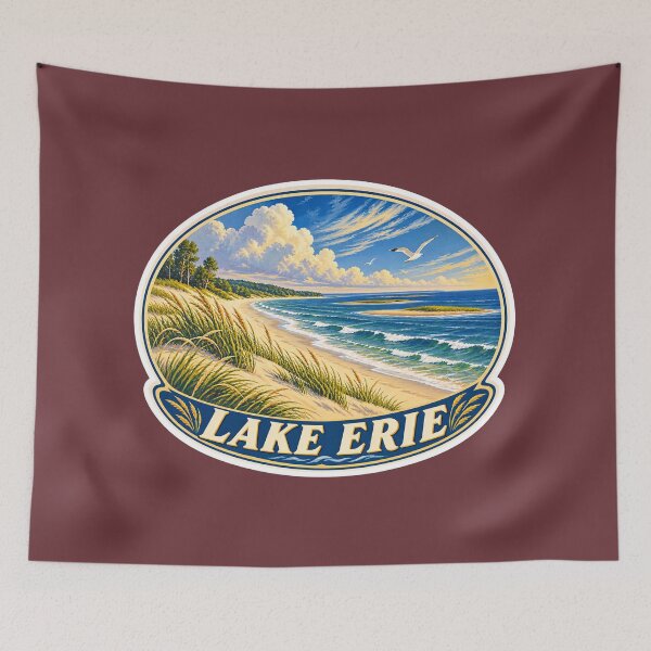 Item preview, Lake Erie Vintage Canadian Great Lakes Travel Print designed and sold by PinUpPizzazz.