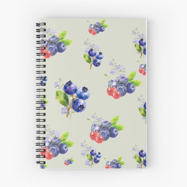 Item preview, Watercolor Blueberry cherry botanical pattern on sage green designed and sold by Designova10.