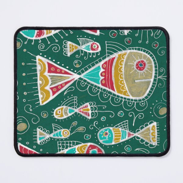 Item preview, Folk Fish Pattern in Coral and Teal designed and sold by Fani*.