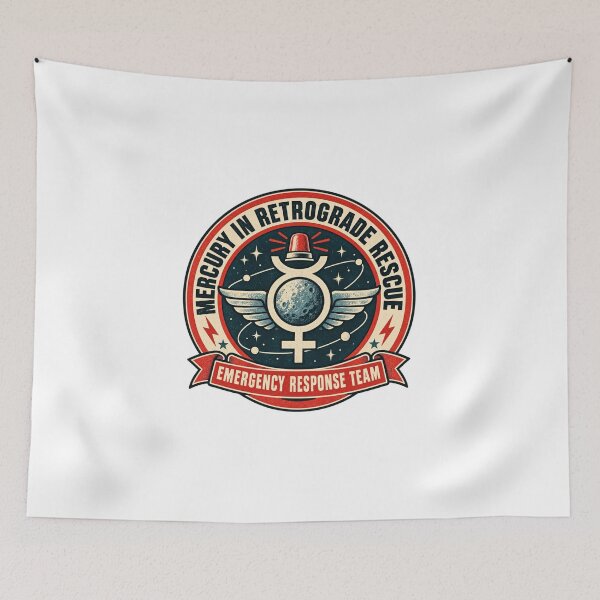 Item preview, Mercury In Retrograde Rescue Parody Logo Tee designed and sold by Inkworksbyshery.