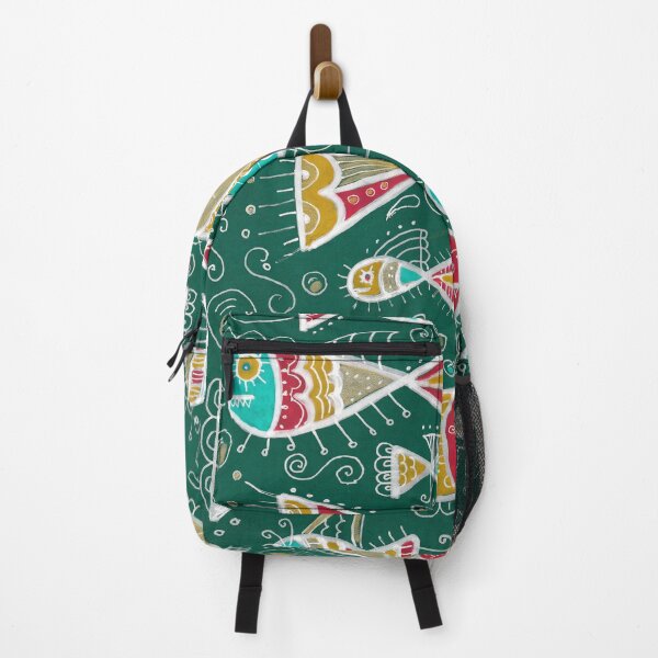 Item preview, Folk Fish Pattern in Coral and Teal designed and sold by Fani*.
