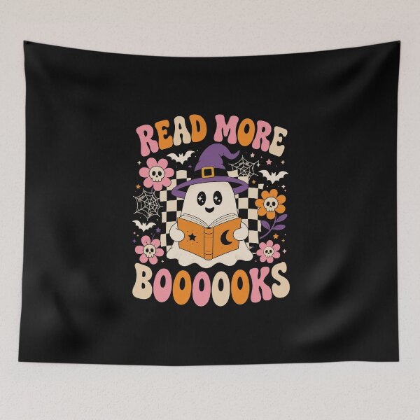 Item preview, Halloween Ghost Reading Spooky Book with Cute Bats designed and sold by anapldv.