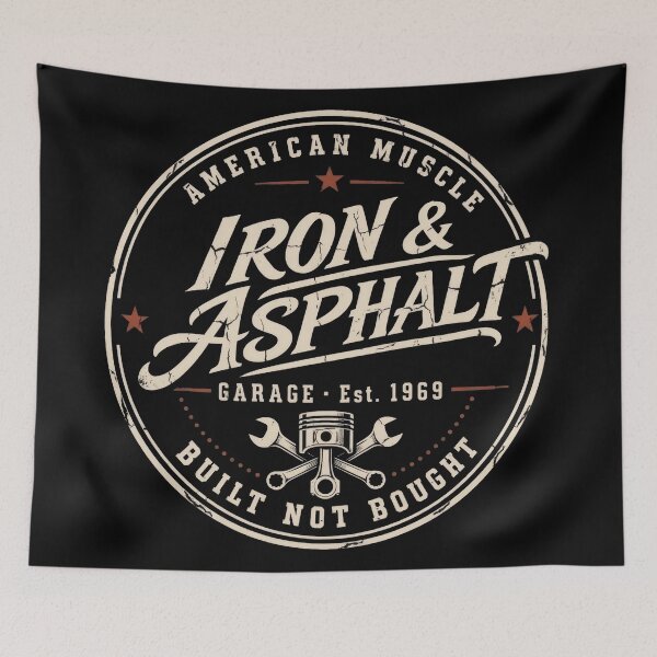 Item preview, Iron & Asphalt Vintage American Muscle Garage Emblem designed and sold by thirtyonestars.