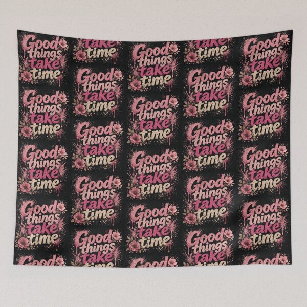 Item preview, Good Things Take Time Pink Splatter Grunge Design designed and sold by HappyOops.