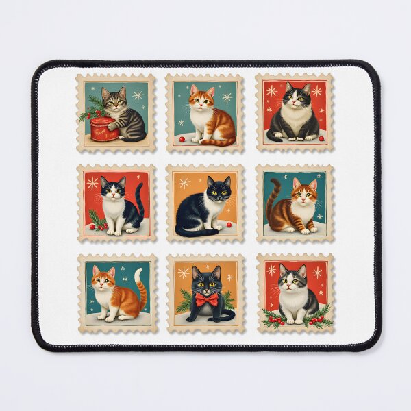 Item preview, Kitty Christmas Post Office – Christmas Cat Stamp Collection designed and sold by ArtemisEutopia.