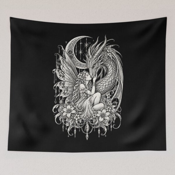 Item preview, Aryia and the Dragon – Gothic Fairy Fantasy designed and sold by FaerieFusion.