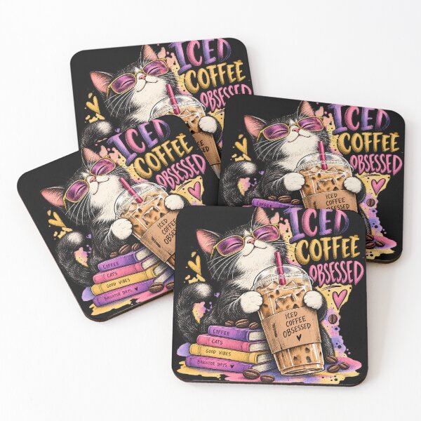 Item preview, Iced Coffee Cat - Hand Drawn designed and sold by Retro Rascals Co..