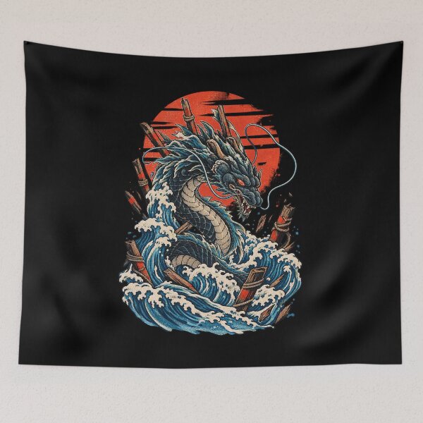 Item preview, Storm Dragon Ukiyo-e Wave - Japanese Mythology Inspired Fantasy Art designed and sold by Rosteri.