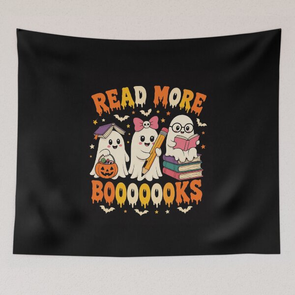 Item preview, Halloween Books Ghost Trio Spooky Reading Illustration designed and sold by anapldv.