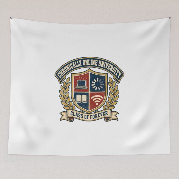 Item preview, Chronically Online University Parody Logo Tee designed and sold by Inkworksbyshery.