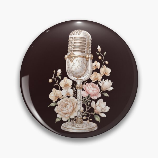 Item preview, Vintage  Microphone with Elegant Flowers designed and sold by ImageryLoom.