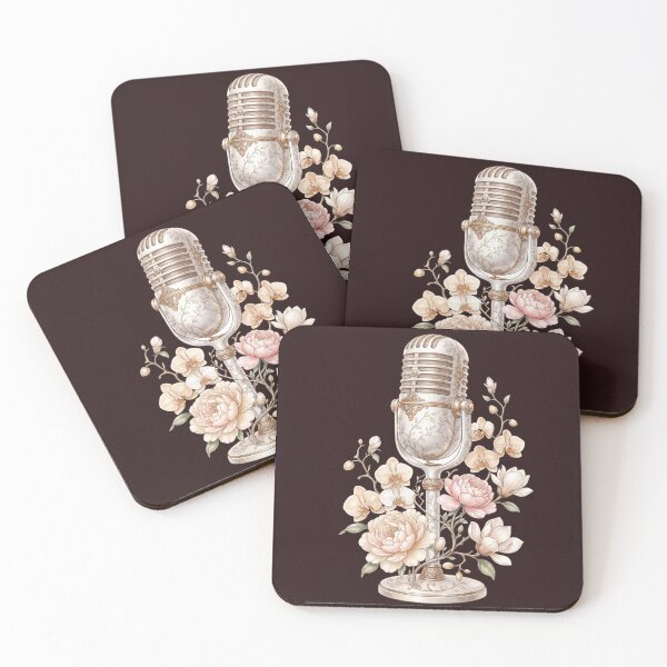 Item preview, Vintage  Microphone with Elegant Flowers designed and sold by ImageryLoom.