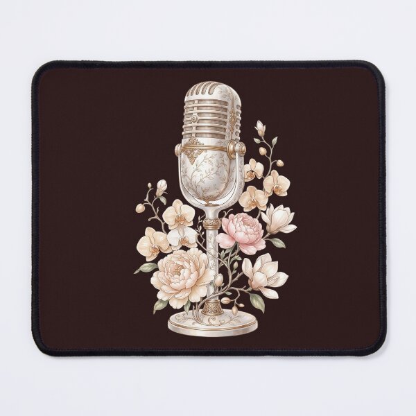 Item preview, Vintage  Microphone with Elegant Flowers designed and sold by ImageryLoom.