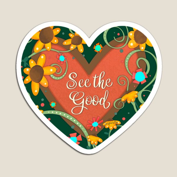 Item preview, See the Good – Heart-Shaped Sunflower Inspirational Sticker designed and sold by Inspirivity.