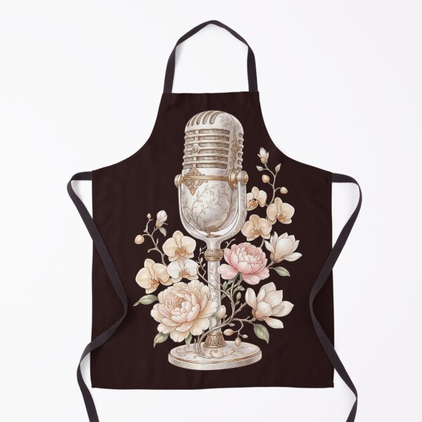 Artikelvorschau, Vintage-Mikrofon mit eleganten Blumen entworfen und verkauft von ImageryLoom.