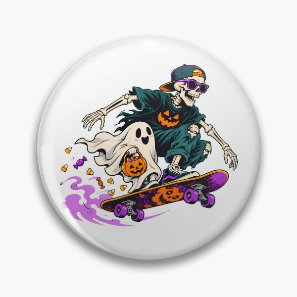 Item preview, Skating Skeleton Phantom Boarder Pumpkin Halloween designed and sold by chattsuede.