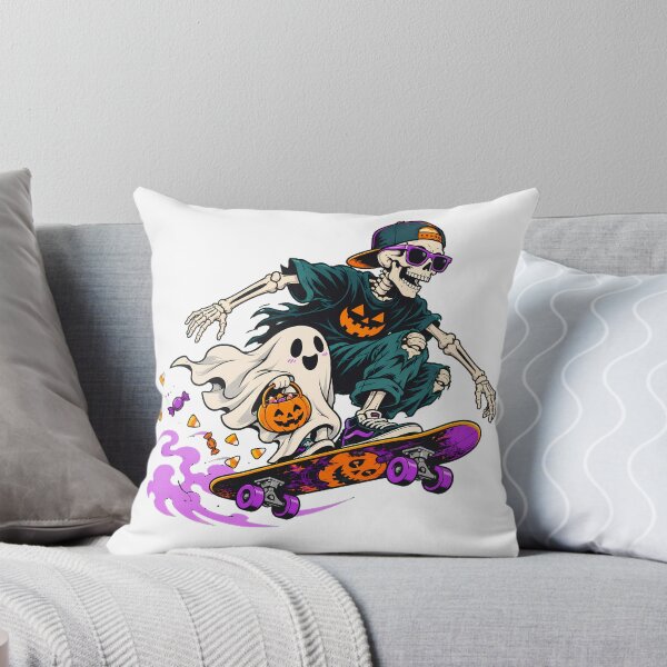 Item preview, Skating Skeleton Phantom Boarder Pumpkin Halloween designed and sold by chattsuede.