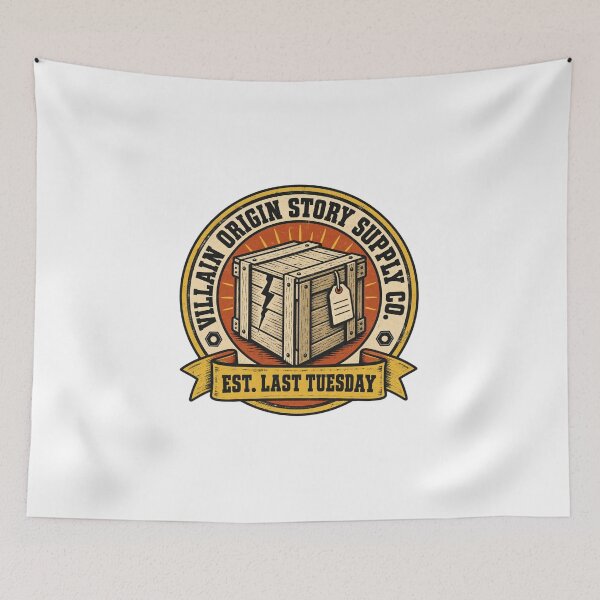 Item preview, Villain Origin Story Supply Co. Parody Logo Tee designed and sold by Inkworksbyshery.