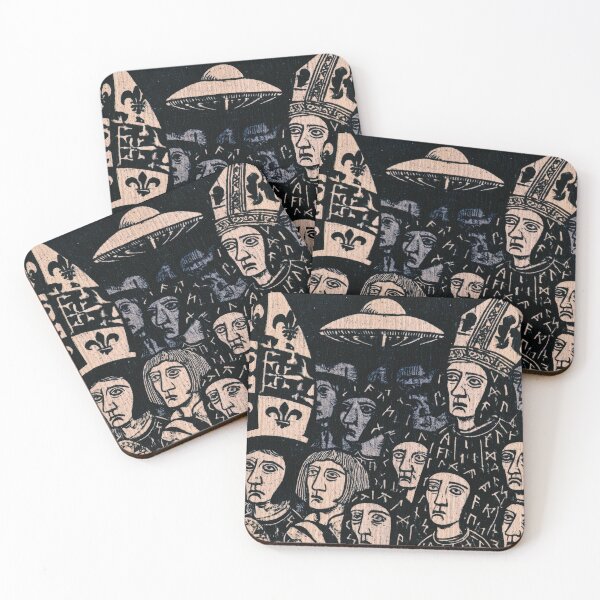 Item preview, Ancient Encounter: Woodcut Alien Ship Art designed and sold by POVAD.
