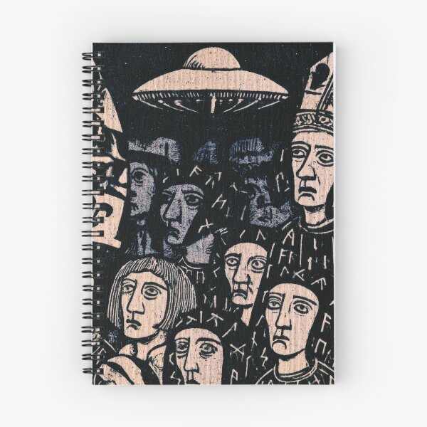 Item preview, Ancient Encounter: Woodcut Alien Ship Art designed and sold by POVAD.