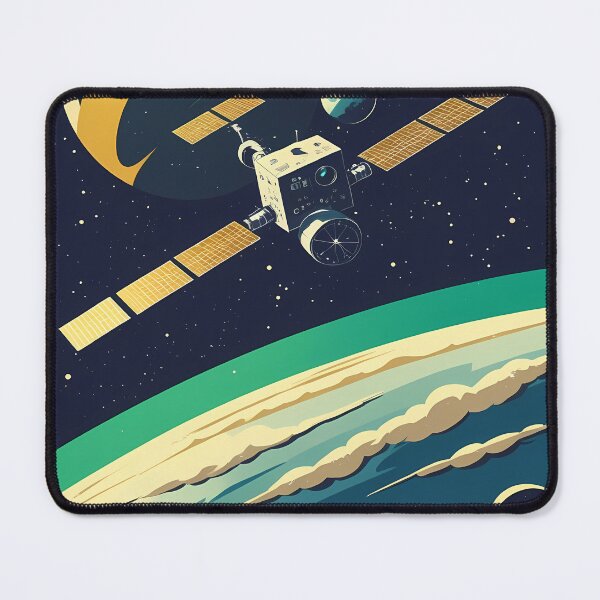 Item preview, Retro Space Station Travel Poster - Earth Orbit Space Art designed and sold by Deep Field Prints.