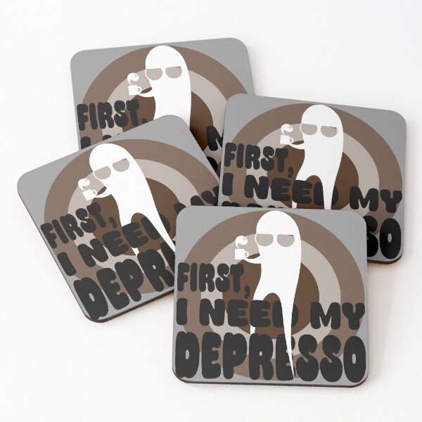 Item preview, First I Need My Depresso Coffee Ghost designed and sold by b-o-r-k-a.