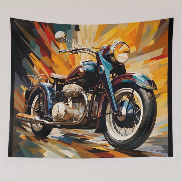 Item preview, Vintage Motorcycle Retro Geometric Automotive Illustration designed and sold by GutyzDesignsES.