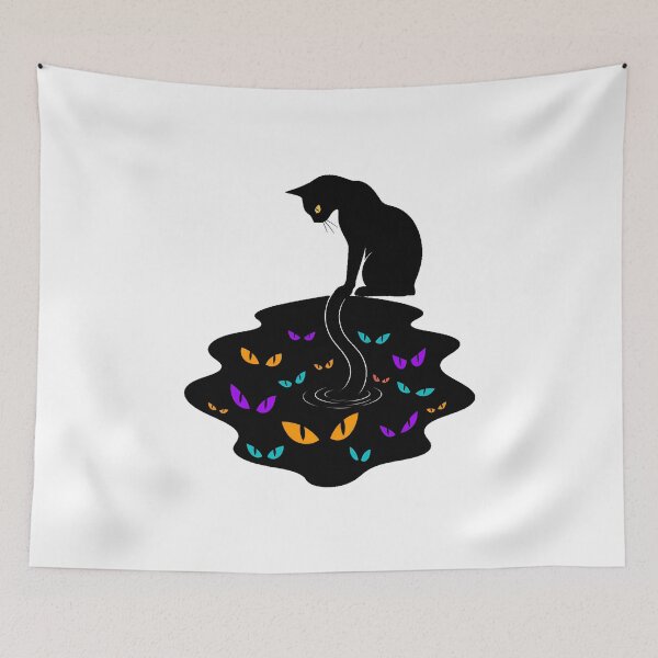 Item preview, Spooky Cat Glowing Eyes Silhouette Gothic Witchy designed and sold by chattsuede.
