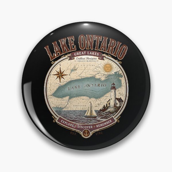 Item preview, Vintage Lake Ontario Map Lighthouse Nautical Souvenir Gift designed and sold by LeSoniPapaPrint.