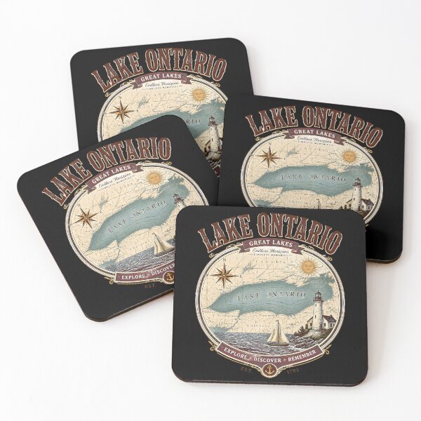 Item preview, Vintage Lake Ontario Map Lighthouse Nautical Souvenir Gift designed and sold by LeSoniPapaPrint.