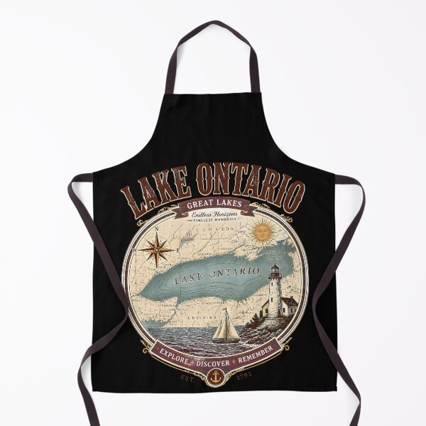 Item preview, Vintage Lake Ontario Map Lighthouse Nautical Souvenir Gift designed and sold by LeSoniPapaPrint.