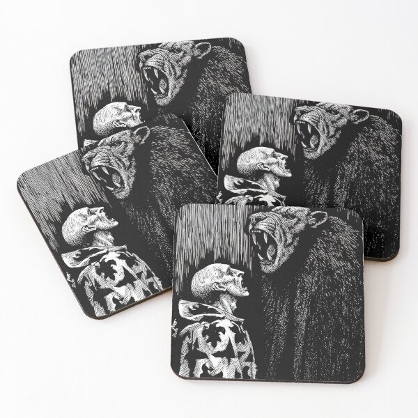Item preview, Primal Fear Woodcut: Man and Roaring Beast designed and sold by POVAD.