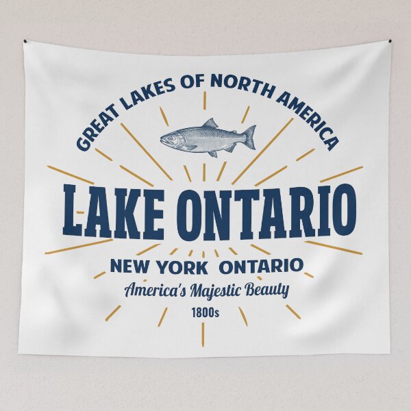 Item preview, Lake Ontario Vintage Badge Great Lakes Fishing Design designed and sold by ArtofDari.