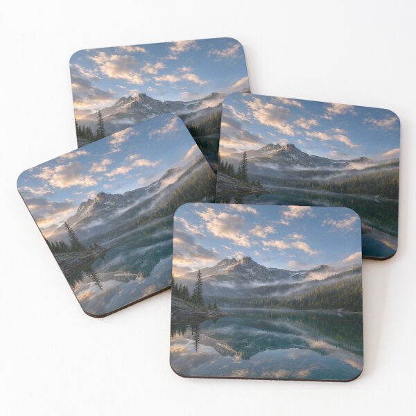Item preview, Misty Alpine Lake Mountain Reflection Wall Art Canvas Print designed and sold by ShieldRockPrints.