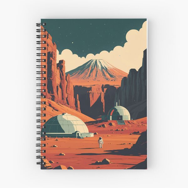 Item preview, Retro Mars Travel Poster - Olympus Mons Space Colony designed and sold by Deep Field Prints.