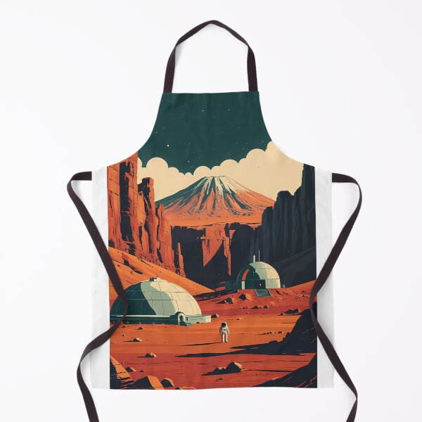 Item preview, Retro Mars Travel Poster - Olympus Mons Space Colony designed and sold by Deep Field Prints.