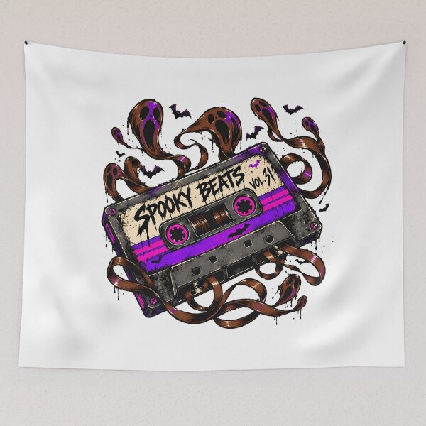 Item preview, Ghost Cassette Haunted Mixtape Bats Halloween DJ designed and sold by chattsuede.