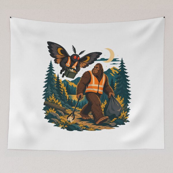 Item preview, Cryptid Patrol Forest Trash Pickup Hiker Campers designed and sold by chattsuede.