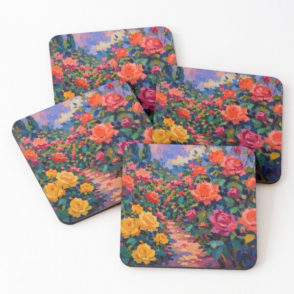 Item preview, Colorful Rose Garden Path Impasto Floral Painting designed and sold by GutyzDesignsES.