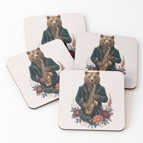 Item preview, Vintage Bear Playing Saxophone designed and sold by ImageryLoom.