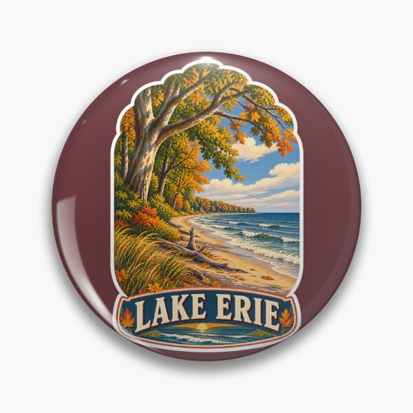 Item preview, Lake Erie Vintage Canadian Great Lakes Travel Print designed and sold by PinUpPizzazz.