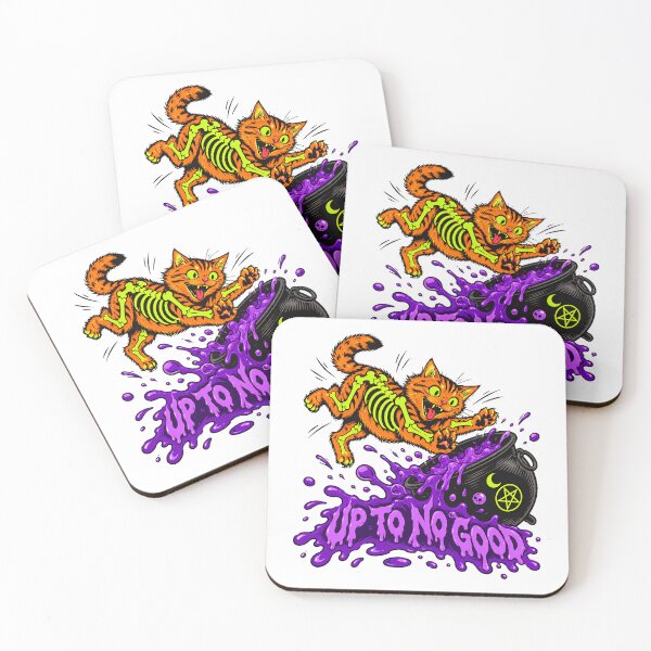 Item preview, Skeleton Cat Spilling Slime Cauldron Goth Halloween designed and sold by chattsuede.