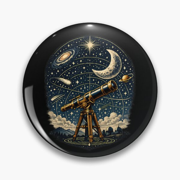 Item preview, Antique refracting telescope under the stars designed and sold by Daily Quirk.