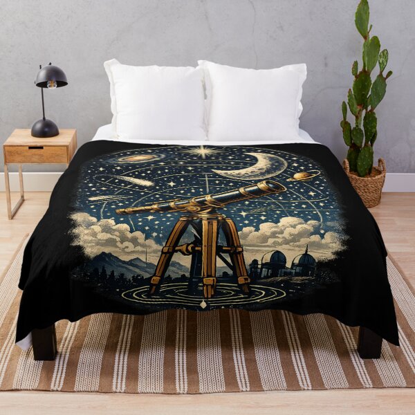Item preview, Antique refracting telescope under the stars designed and sold by Daily Quirk.