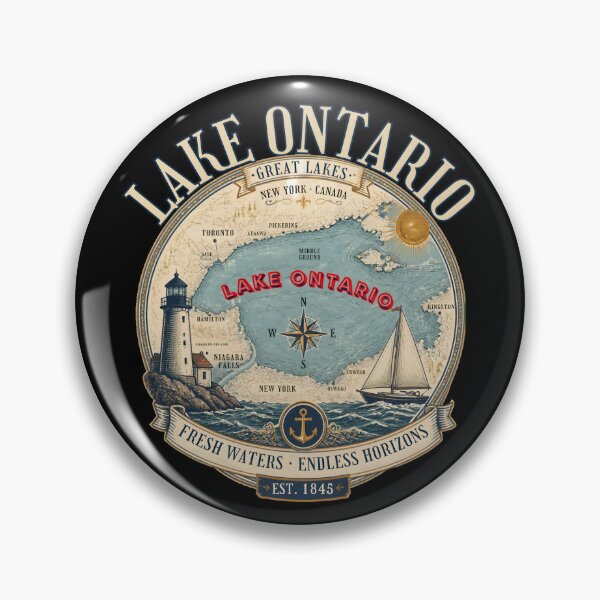 Item preview, Vintage Lake Ontario Map Lighthouse Souvenir Gift designed and sold by LeSoniPapaPrint.